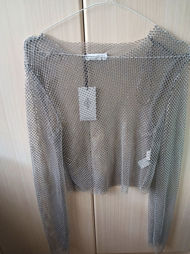 Top rejilla Stradivarius plata - T-S