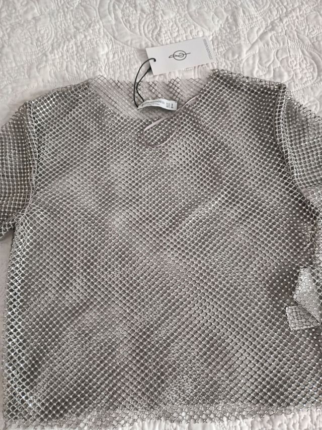 Top rejilla Stradivarius plata - T-S
