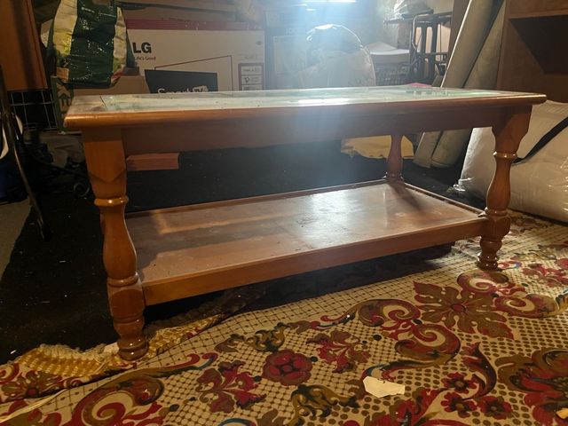 Mesa centro madera cristal