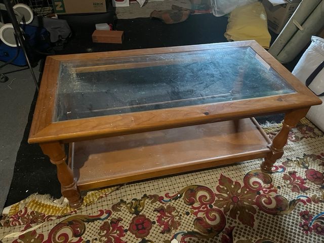 Mesa centro madera cristal