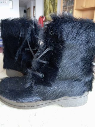 Botas Invierno Nieve Pelo Conejo y Lana Merina