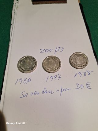 3 Monedas 200 Ptas España (1986-88)