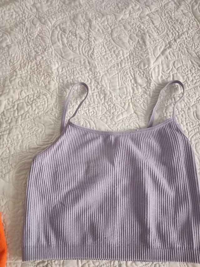 3 tops - azul, naranja, morado