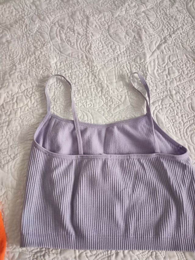 3 tops - azul, naranja, morado