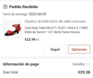 Zapatos baile salsa bachata rojos 37