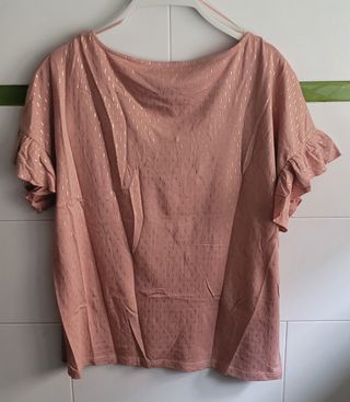 Blusa Tintoretto rosa M - brillos dorados