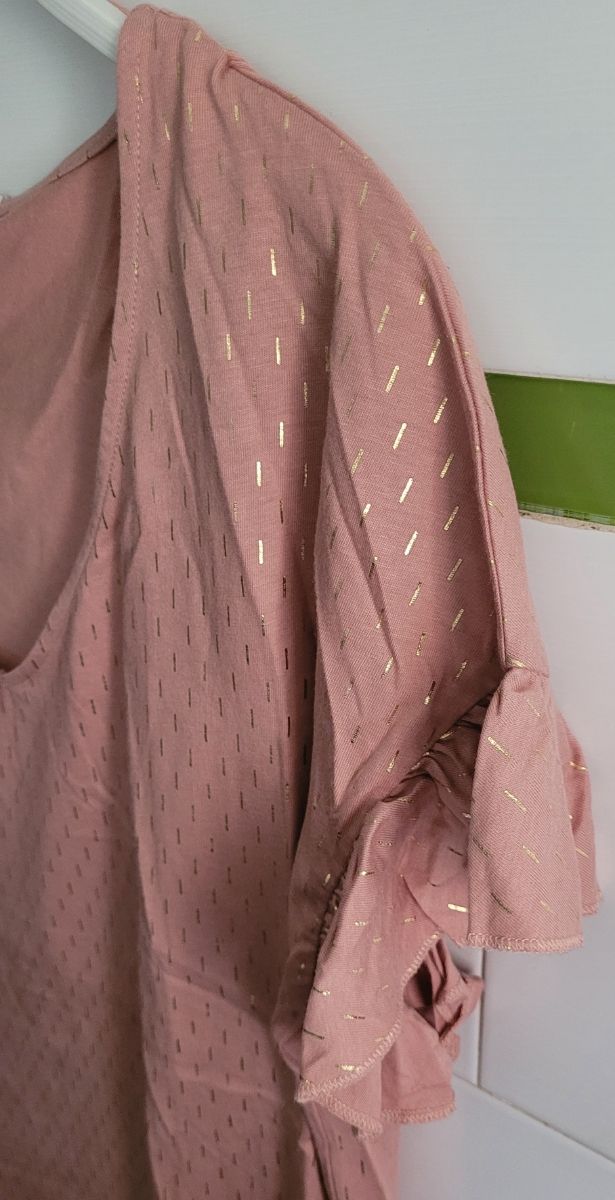 Blusa Tintoretto rosa M - brillos dorados