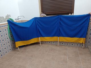 Parasol playa plegable azul-amarillo