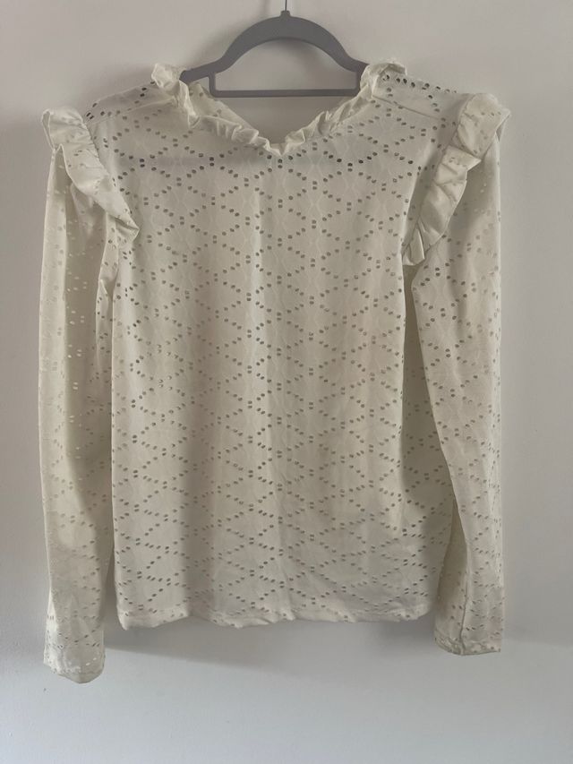 Blusa blanca Zara - Talla M troquelada