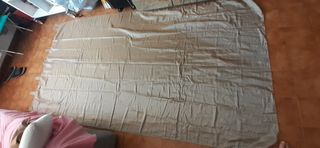 Tende beige in satin - 6+3 bastoni