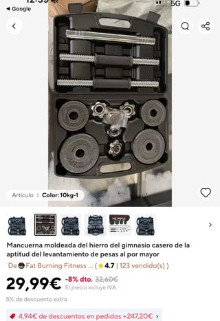 Mancuernas cromadas 10kg - Juego de pesas