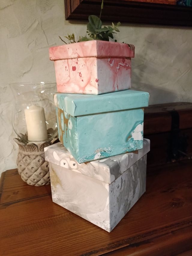 3 Cajas Decorativas - Marmolado
