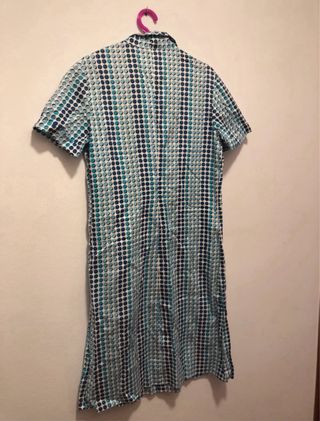 Vestido vintage azul y blanco retro