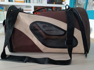 Transportín mascotas pequeño beige-marrón
