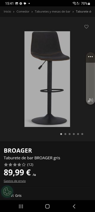 Taburete bar BROAGER JYSK - Gris
