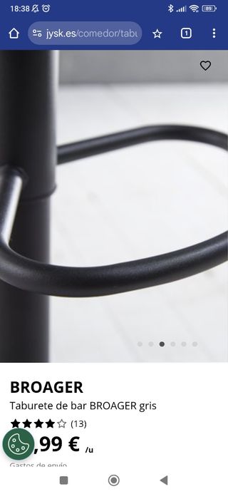 Taburete bar BROAGER JYSK - Gris