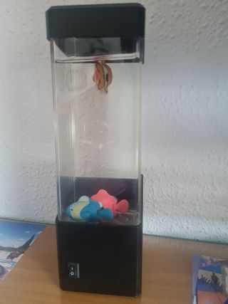 Acuario con luz LED - pecera decorativa