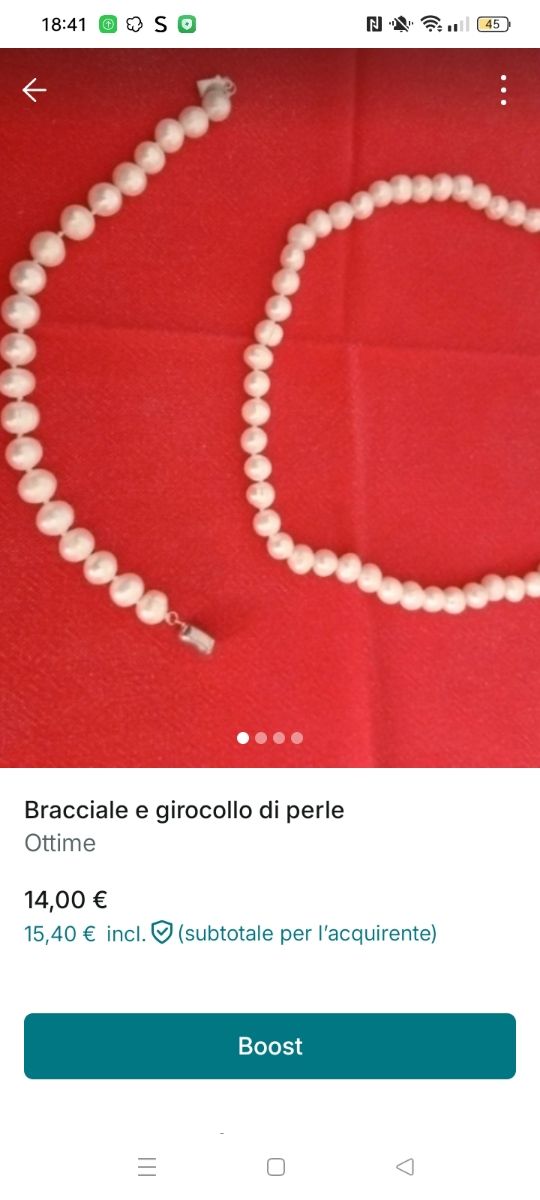 Collana e bracciale perle bianche