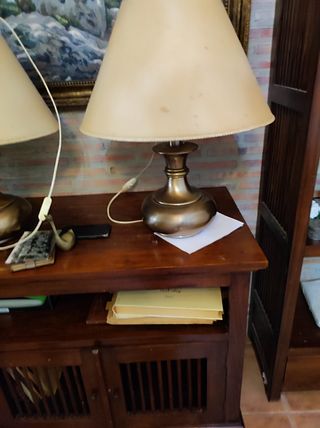 2 Lámparas mesa bronce dorado