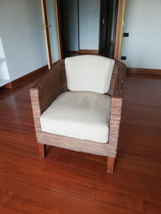 Silla mimbre marrón-beige