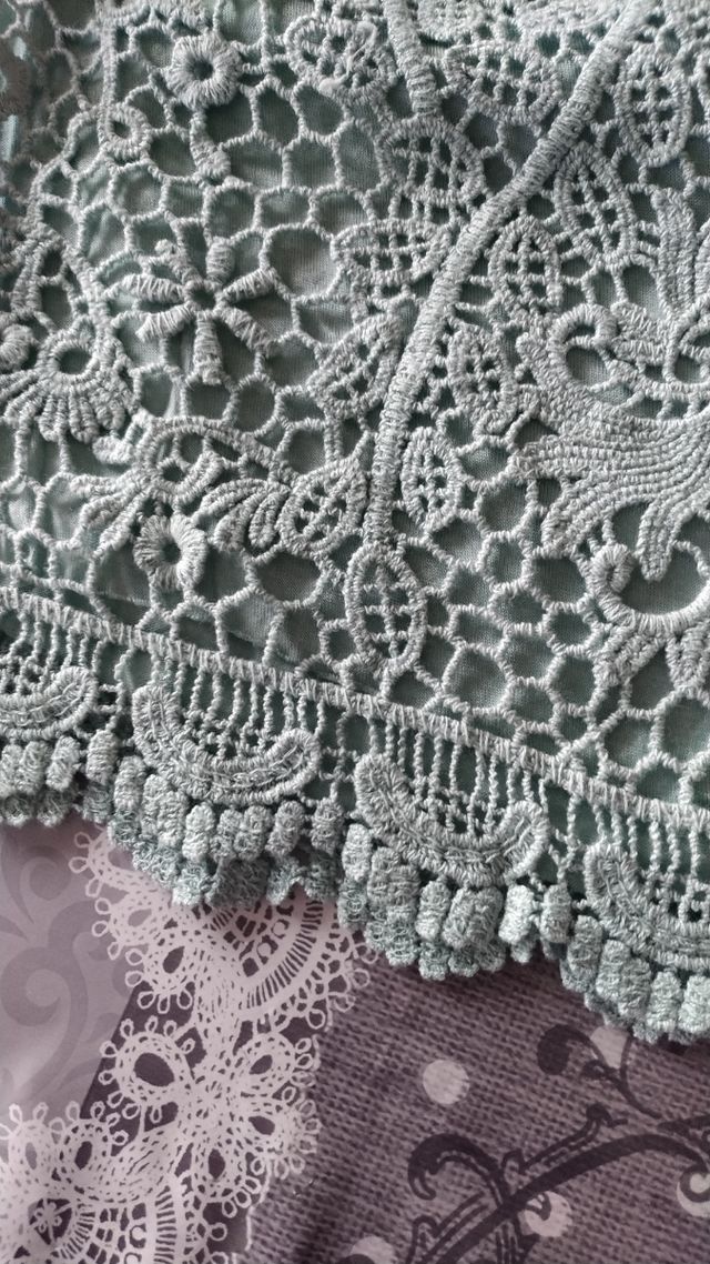 Shorts crochet verde agua