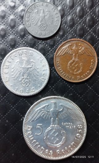 Lote de Monedas Alemanas 1938-1941 III Reich 2GM.