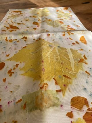 Foulard seta ecoprint arancio e verde