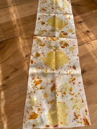 Foulard seta ecoprint arancio e verde