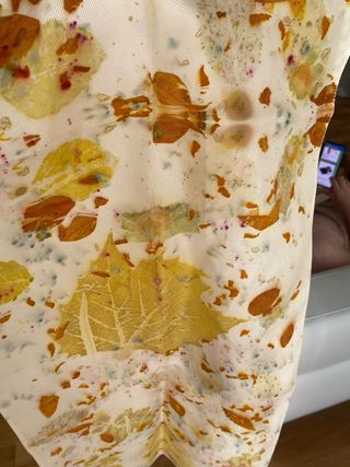 Foulard seta ecoprint arancio e verde