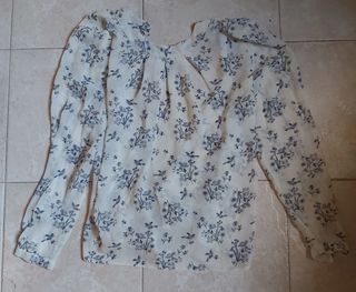 Blusa fiori grigia e bianca