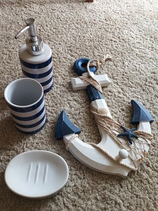 Kit baño marinero: dispensador, vaso, jabonera