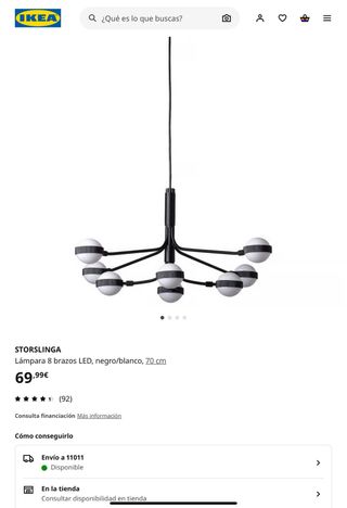 Lampara Ikea Storslinga - 8 luces