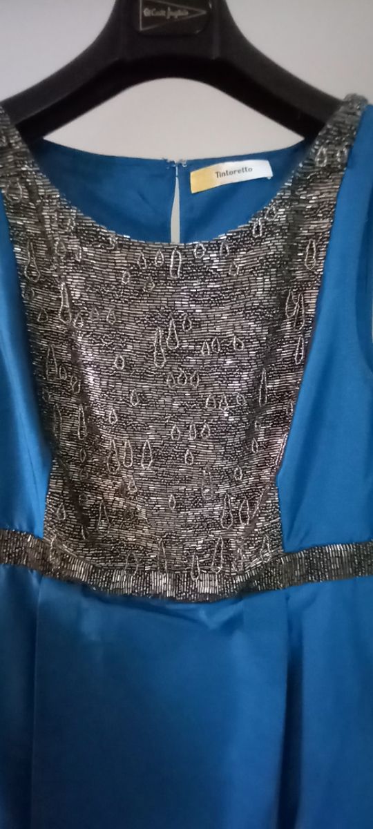 Vestido Tintoretto azul y plata