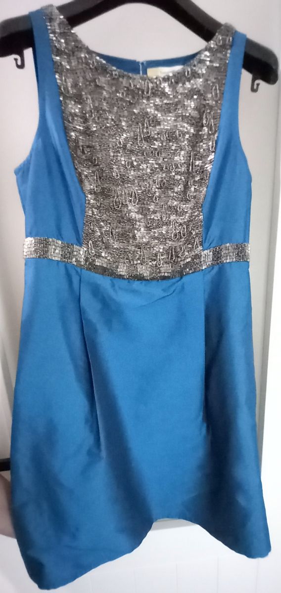 Vestido Tintoretto azul y plata