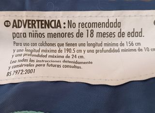 Barrera cama infantil - 18 meses+