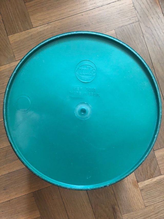 Papelera de plástico verde, Vintage.