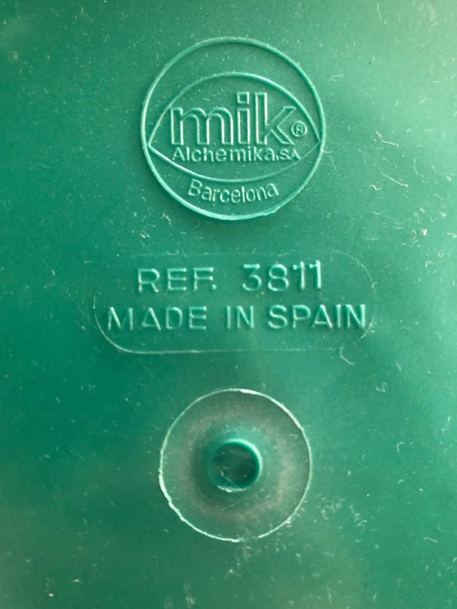 Papelera de plástico verde, Vintage.