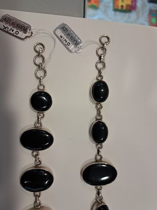 Pulseras Plata Onix - 2 unidades