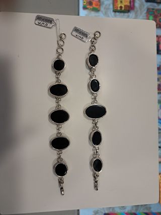 Pulseras Plata Onix - 2 unidades
