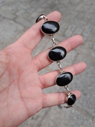Pulseras Plata Onix - 2 unidades