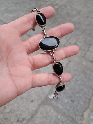 Pulseras Plata Onix - 2 unidades