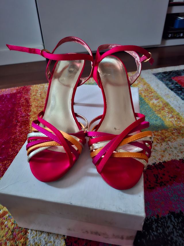 Sandali rossi estivi - tacco medio