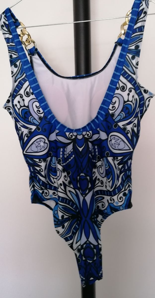 Costume intero blu e bianco Traje de bano