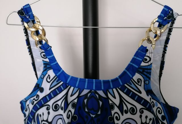 Costume intero blu e bianco Traje de bano