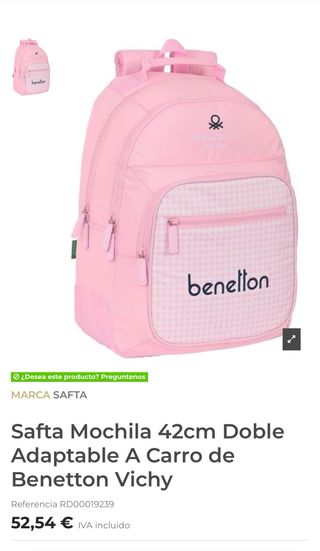 Mochila Benetton niña rosa