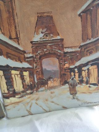 2 Pinturas al óleo Paisajes Invernales