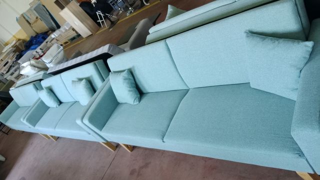 Sofás tela turquesa - 3 unidades