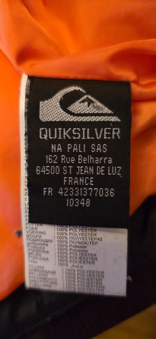 Chaqueta acolchada Quicksilver negra y gris