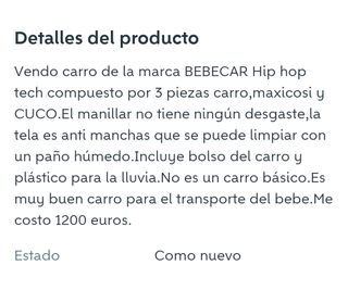 Cochecito bebé 3 piezas: capazo, maxi-cosi y silla