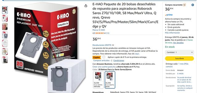 Bolsas desechables para aspiradoras Roborock